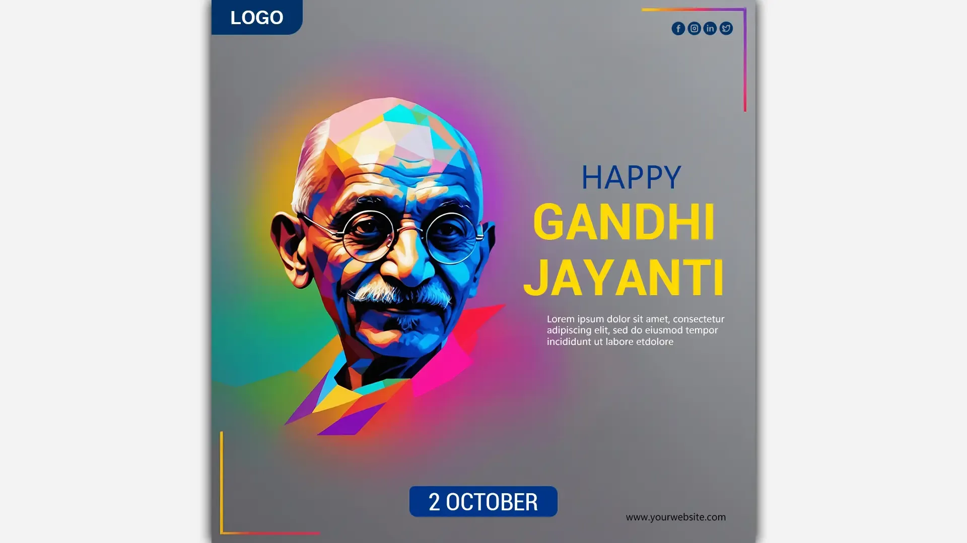 Colorful Gandhi Jayanti Instagram Post PSD